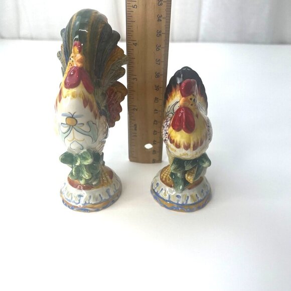 Fritz and Floyd Ricamo Rooster Hen Salt and Pepper Shaker Tuscany Collectible - Picture 8 of 10